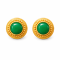 Boucles d’oreilles vintage B.E Cook London à clip, pierre vert émeraude et finition dorée