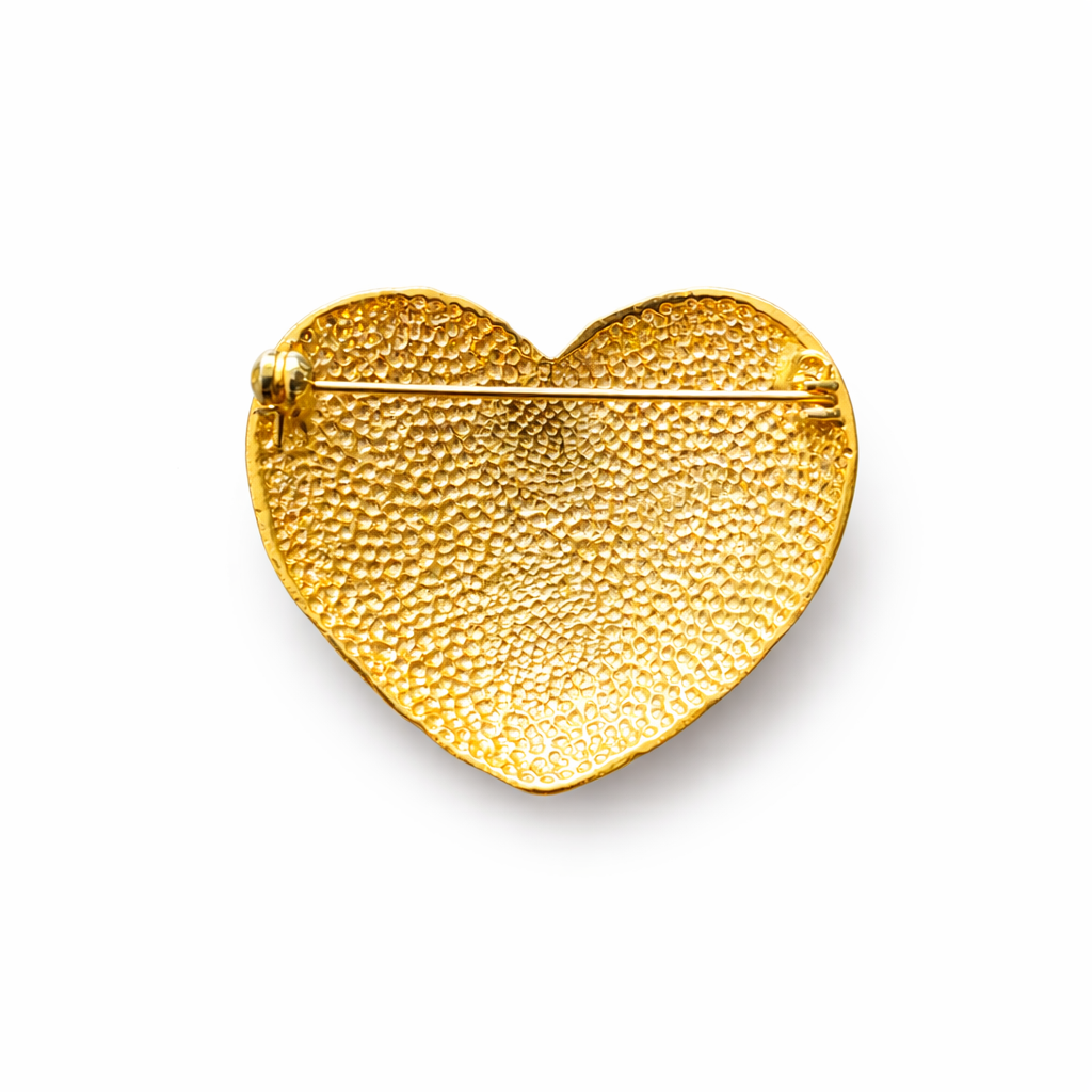 Broche cœur vintage dorée