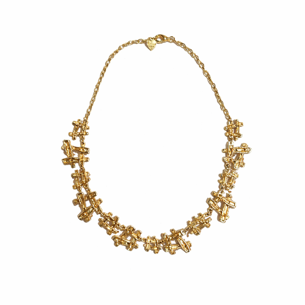 Collier vintage doré Dolce Vita – Maillons texturés sculpturaux