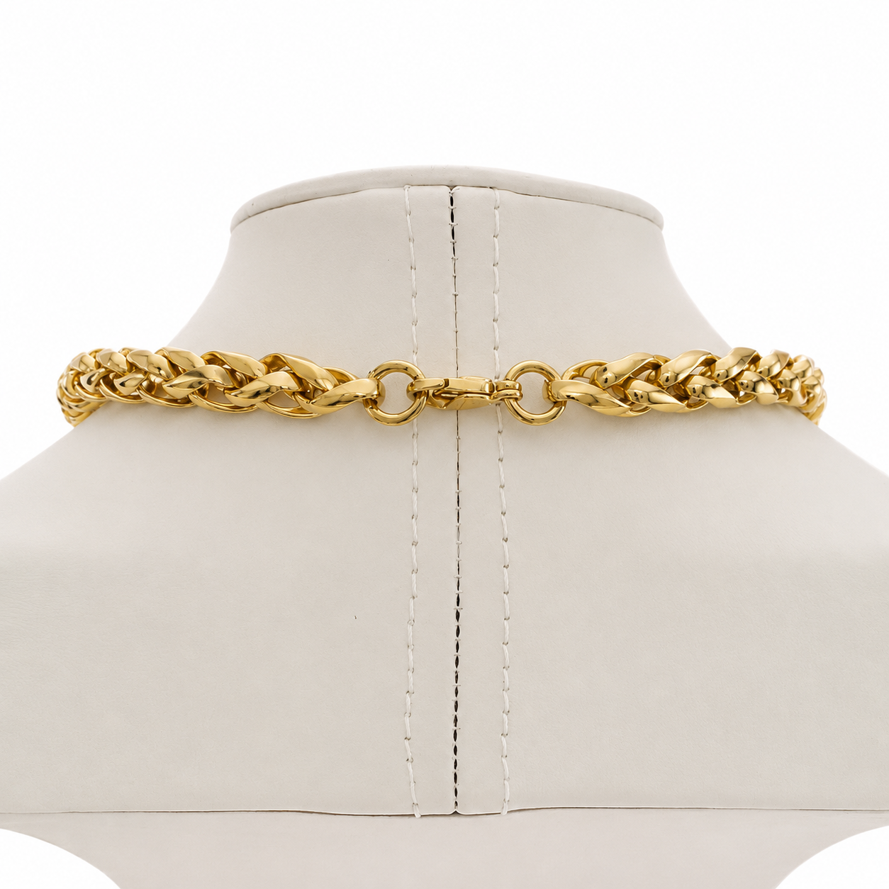Collier Sabine vintage doré à pendentif noir – collier chaîne couture années 1980