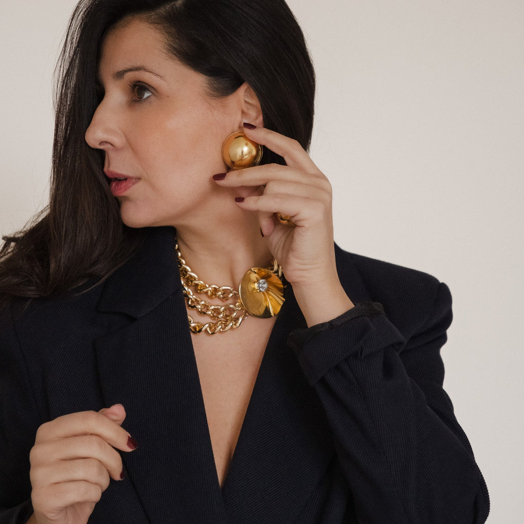 Collier Sharra Pagano vintage plastron – collier chaîne couture italien