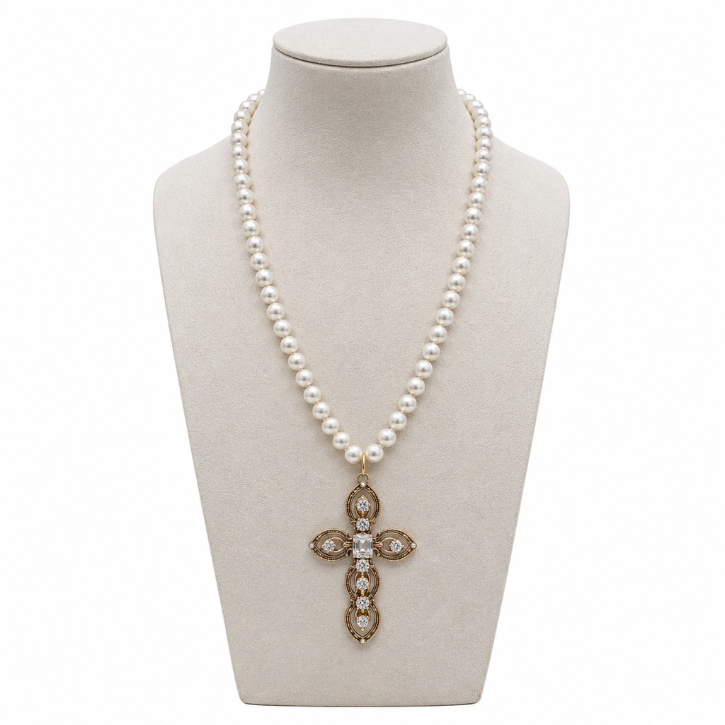 Croix baroque artisanale – bijou Apara