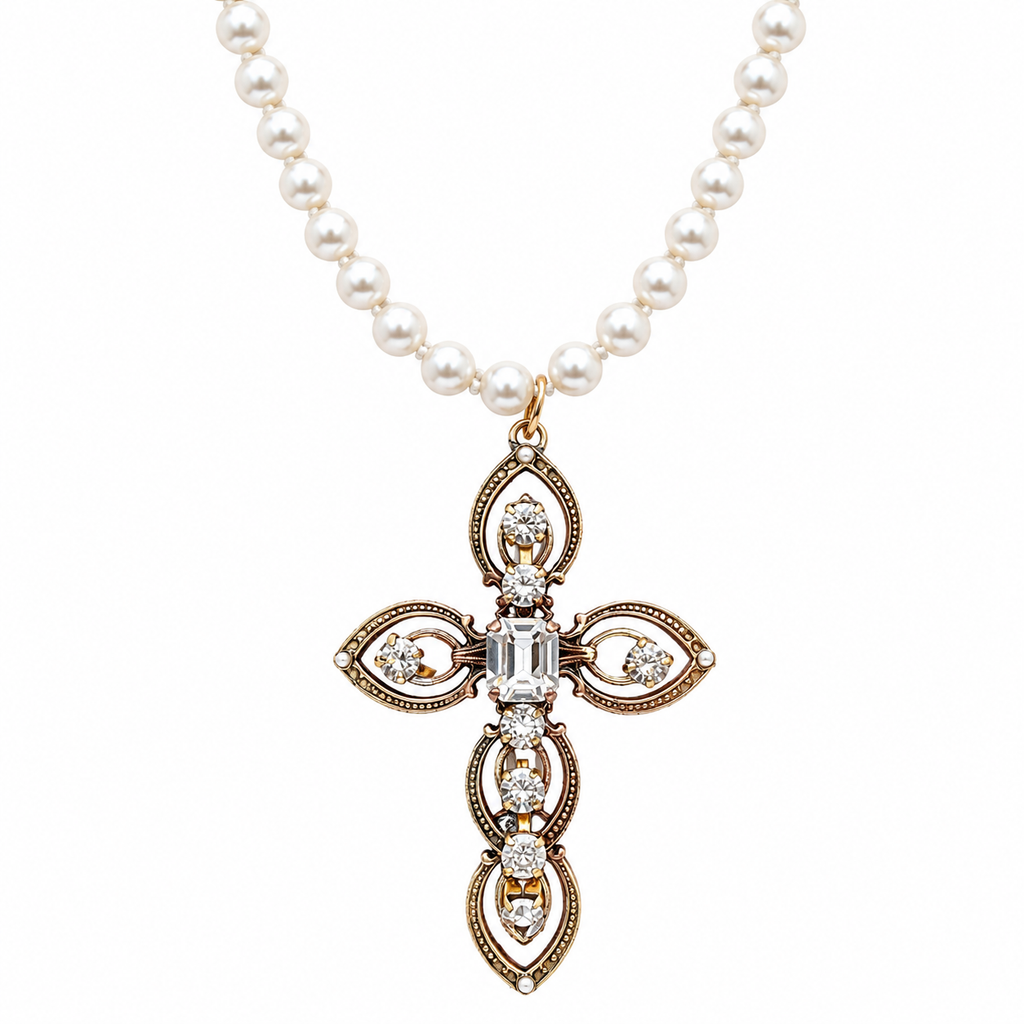 Croix baroque artisanale – bijou Apara