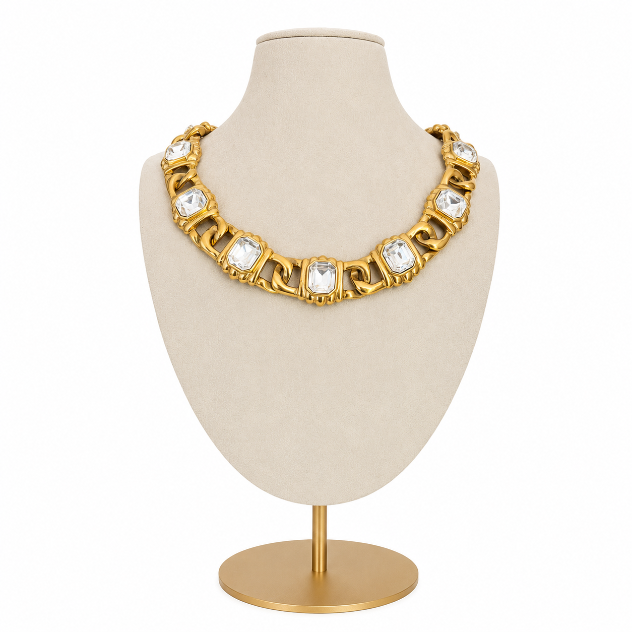 Collier Plastron torsades et cristaux blancs