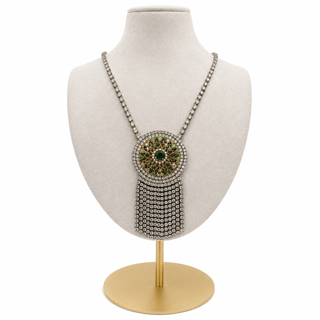 Collier vintage strass et pampilles