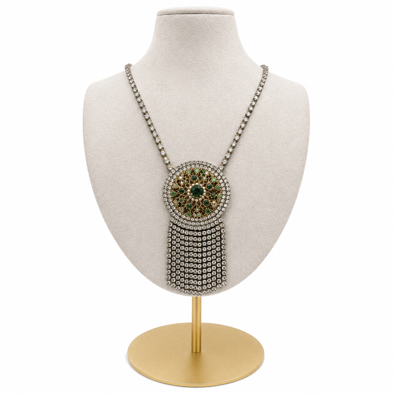 Collier vintage strass et pampilles