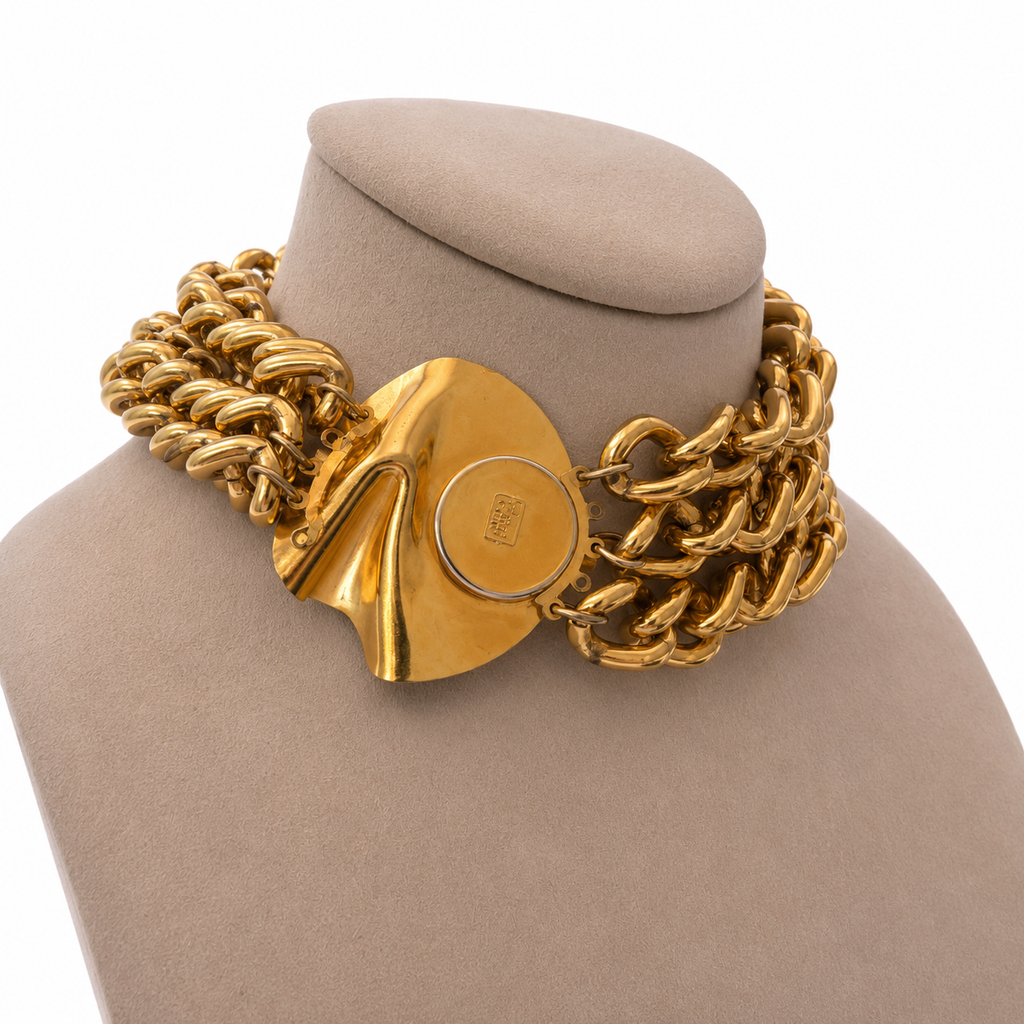 Collier Sharra Pagano vintage plastron – collier chaîne couture italien