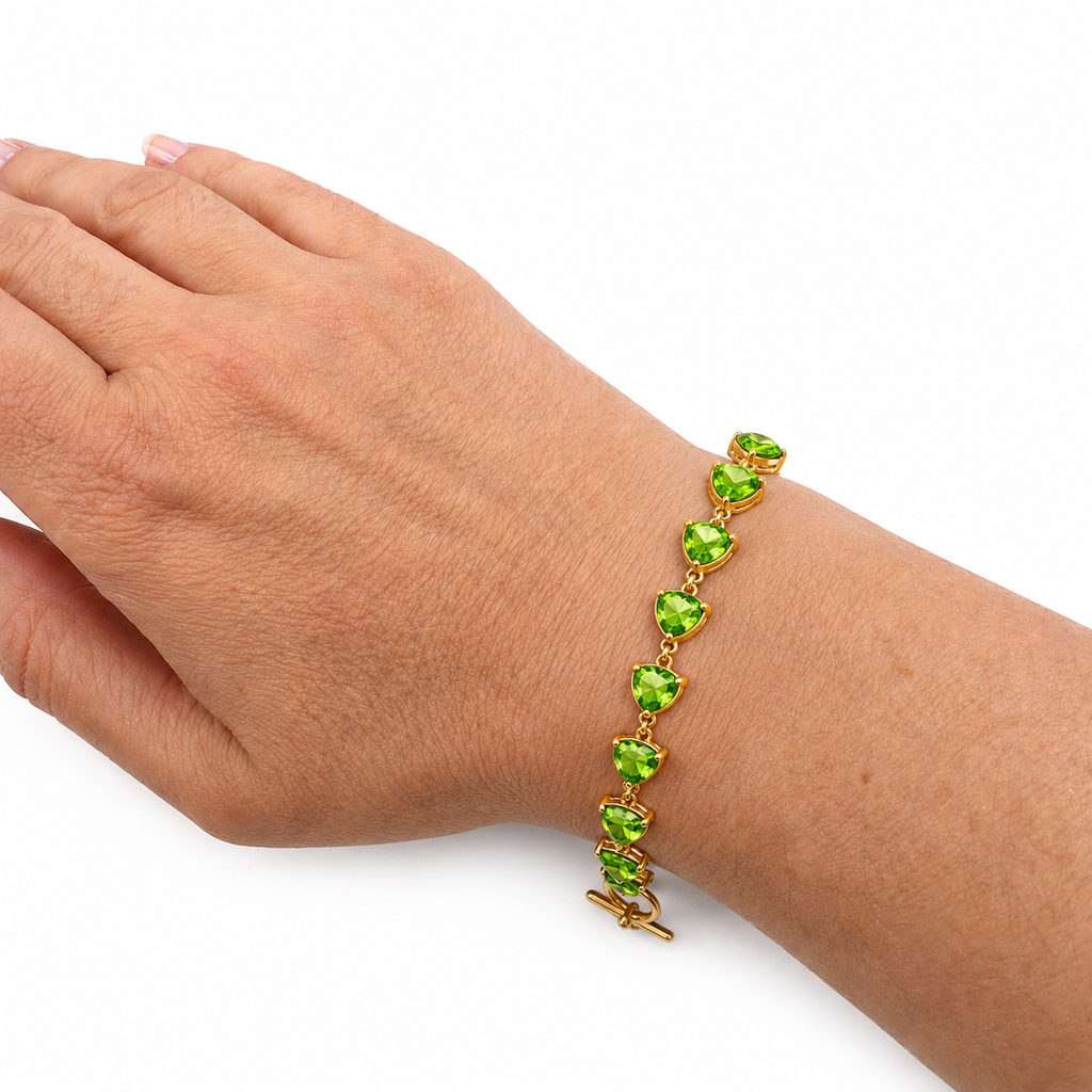 Bracelet Oscar de la Renta vintage à cœurs verts
