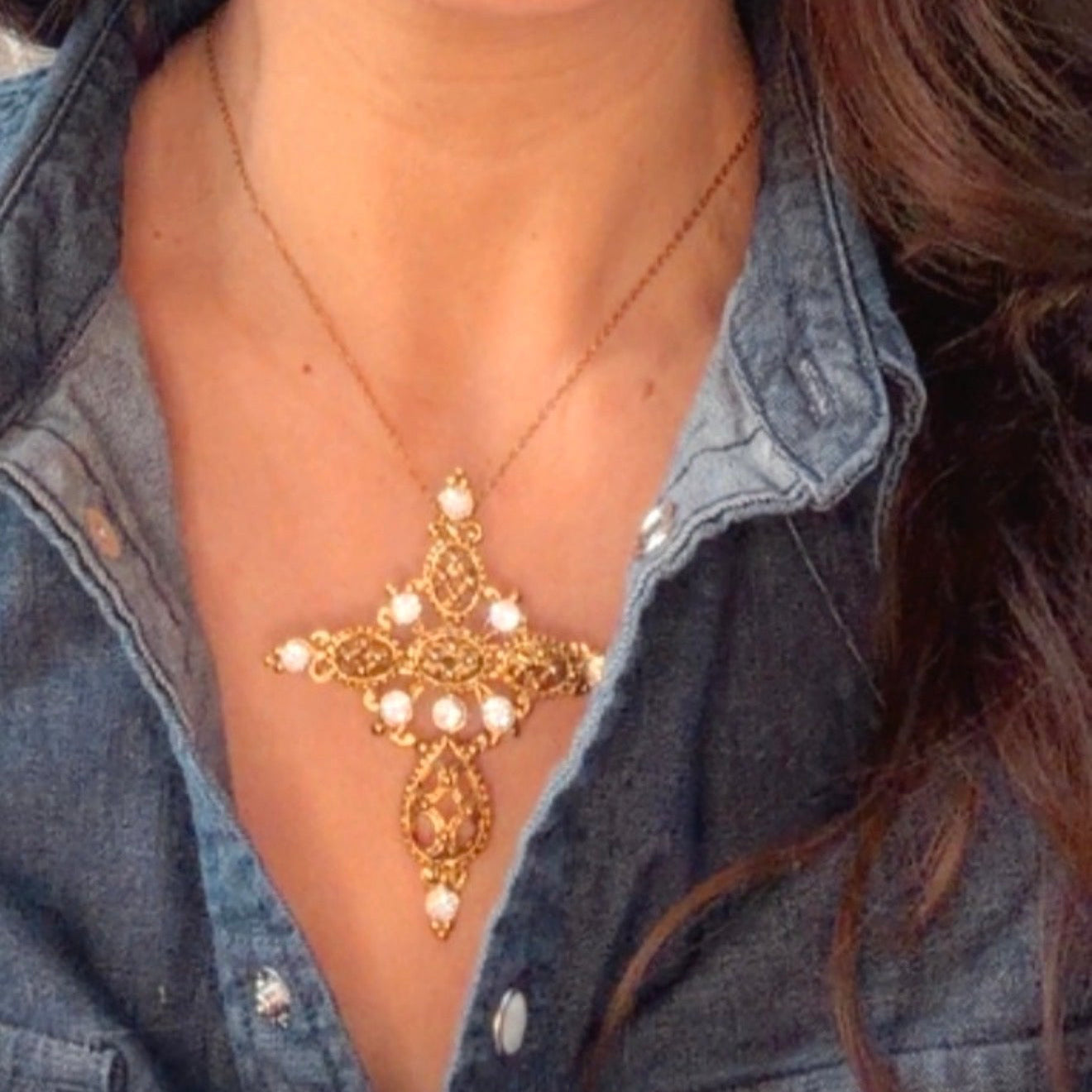 Broche, pendentif croix- René Gouin