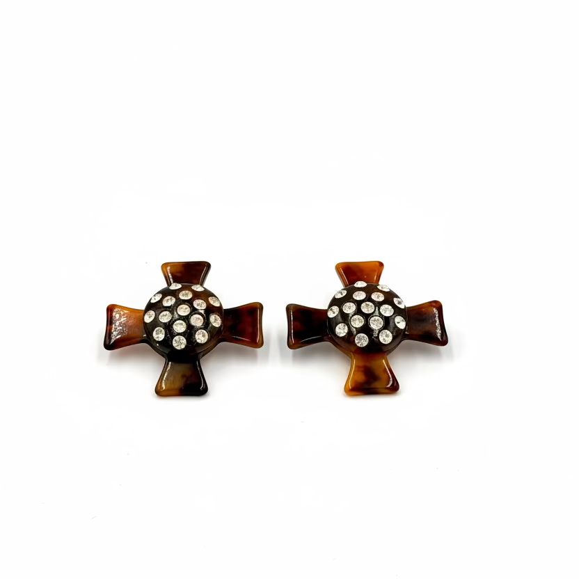 Boucles d’oreilles vintage Sharra Pagano – Résine & strass