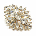 Broche vintage cristal clair & métal doré – Bijou lumineux