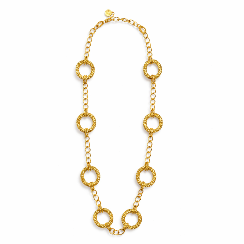 Collier Vintage RJ Graziano Doré à Anneaux Texturés – Marque US