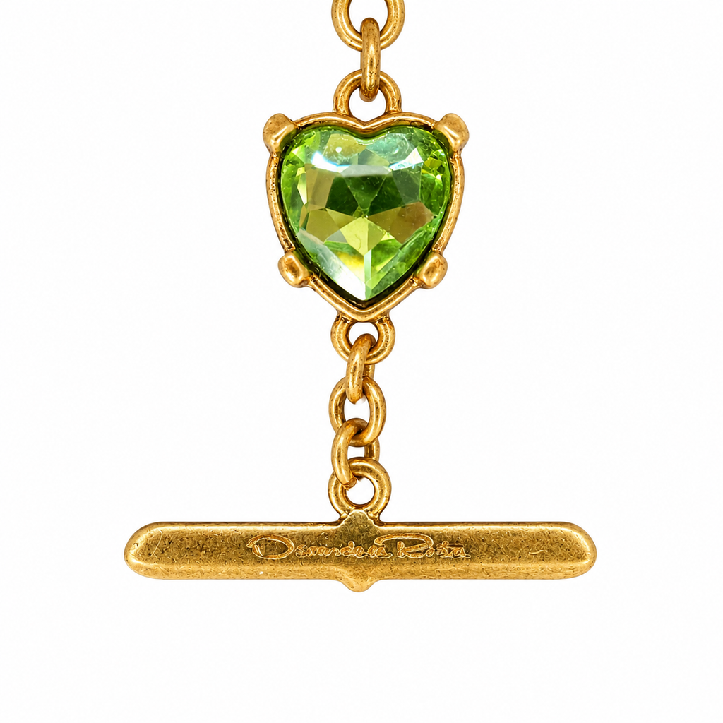 Bracelet Oscar de la Renta vintage à cœurs verts