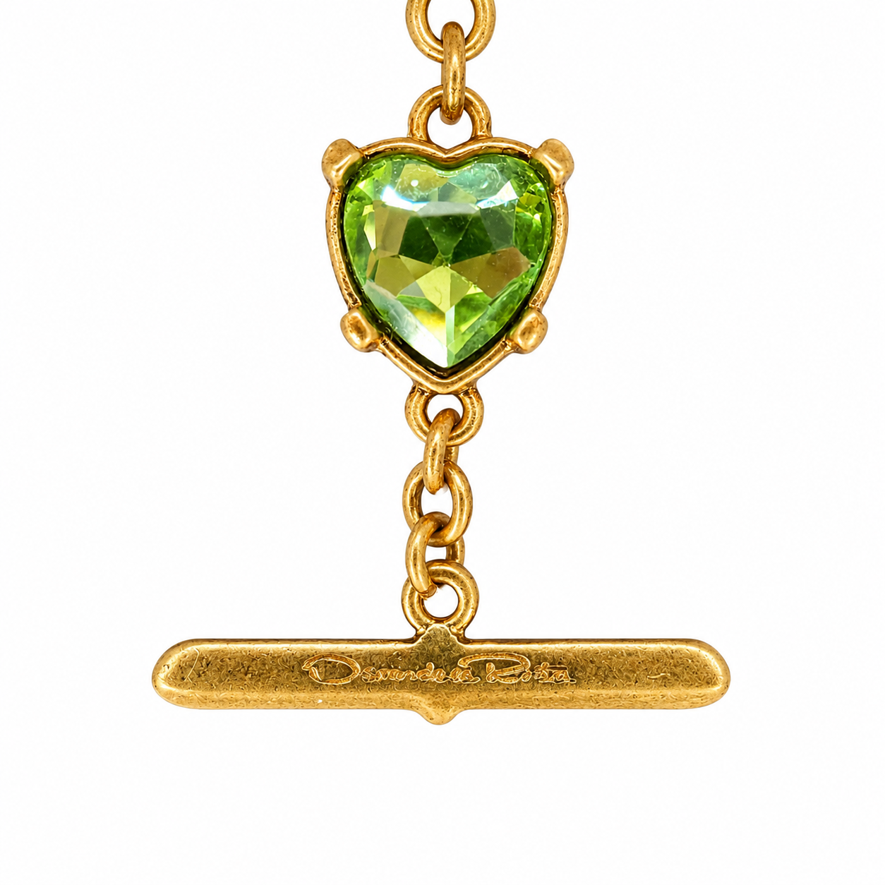 Bracelet Oscar de la Renta vintage à cœurs verts
