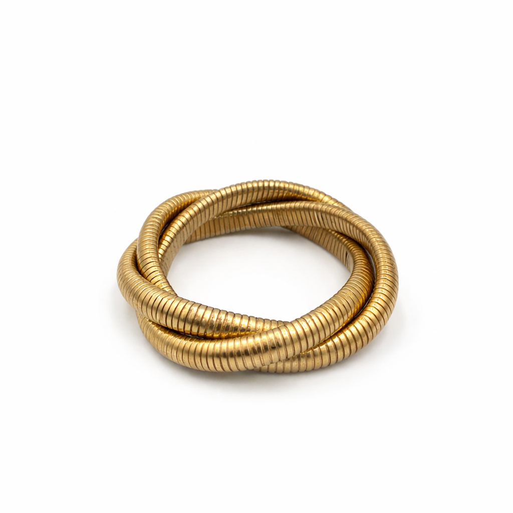 Bracelet vintage tubogas doré – Bijou iconique années 70