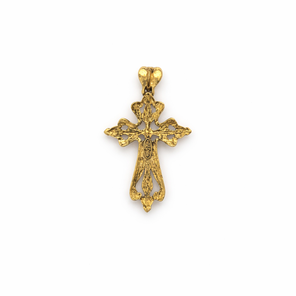 Pendentif croix vintage René Gouin Bleu